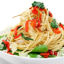 Спагетти с оливковым маслом, чесноком и перцем чили